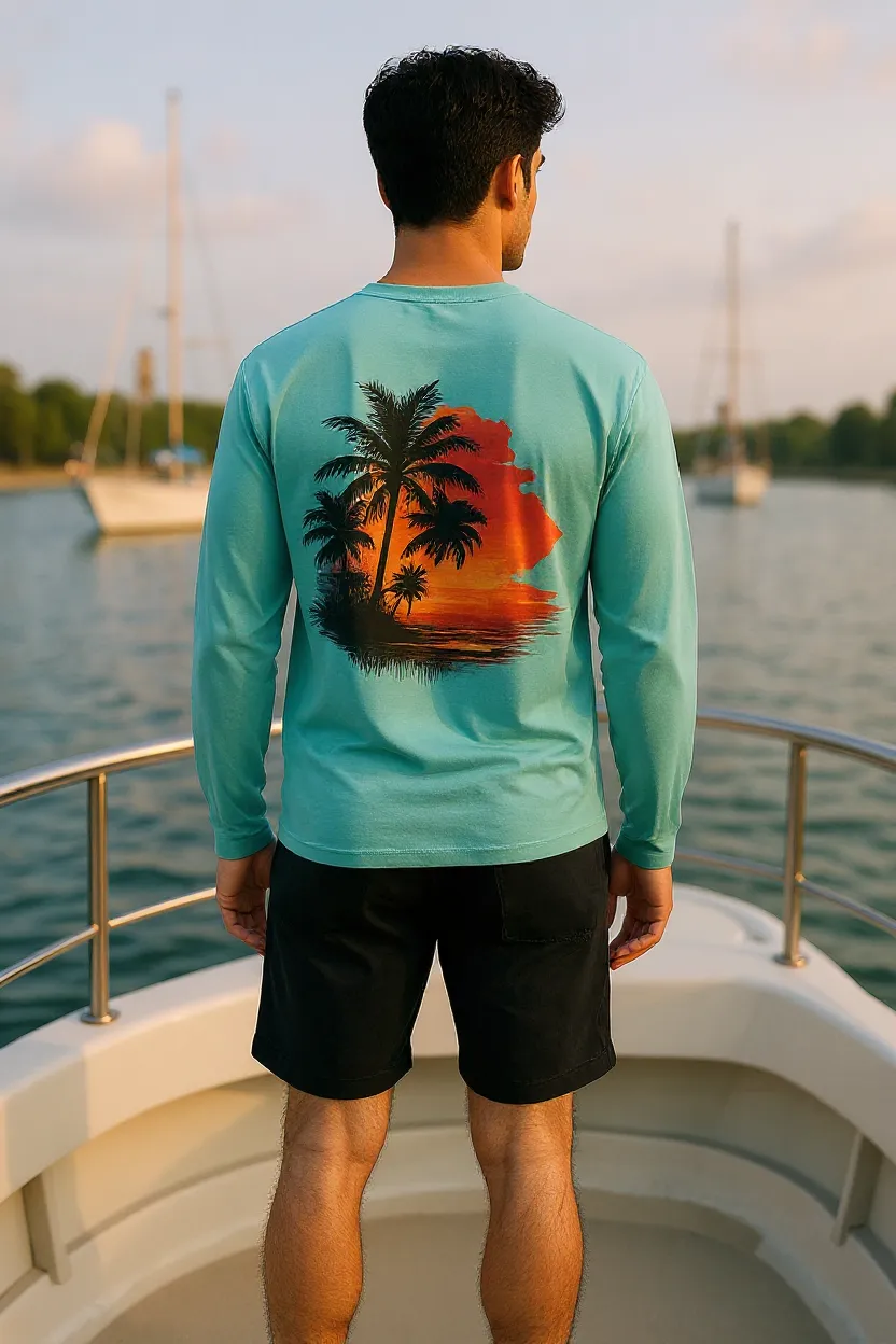 Palm water colors - Long sleeve shirt UPF 50