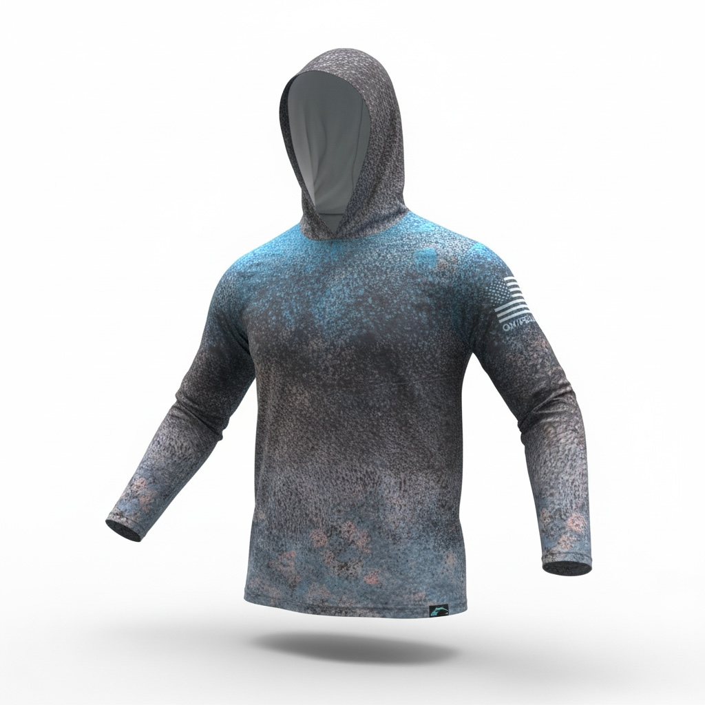 Blue Reef - Long sleeve hooded shirt UPF 50