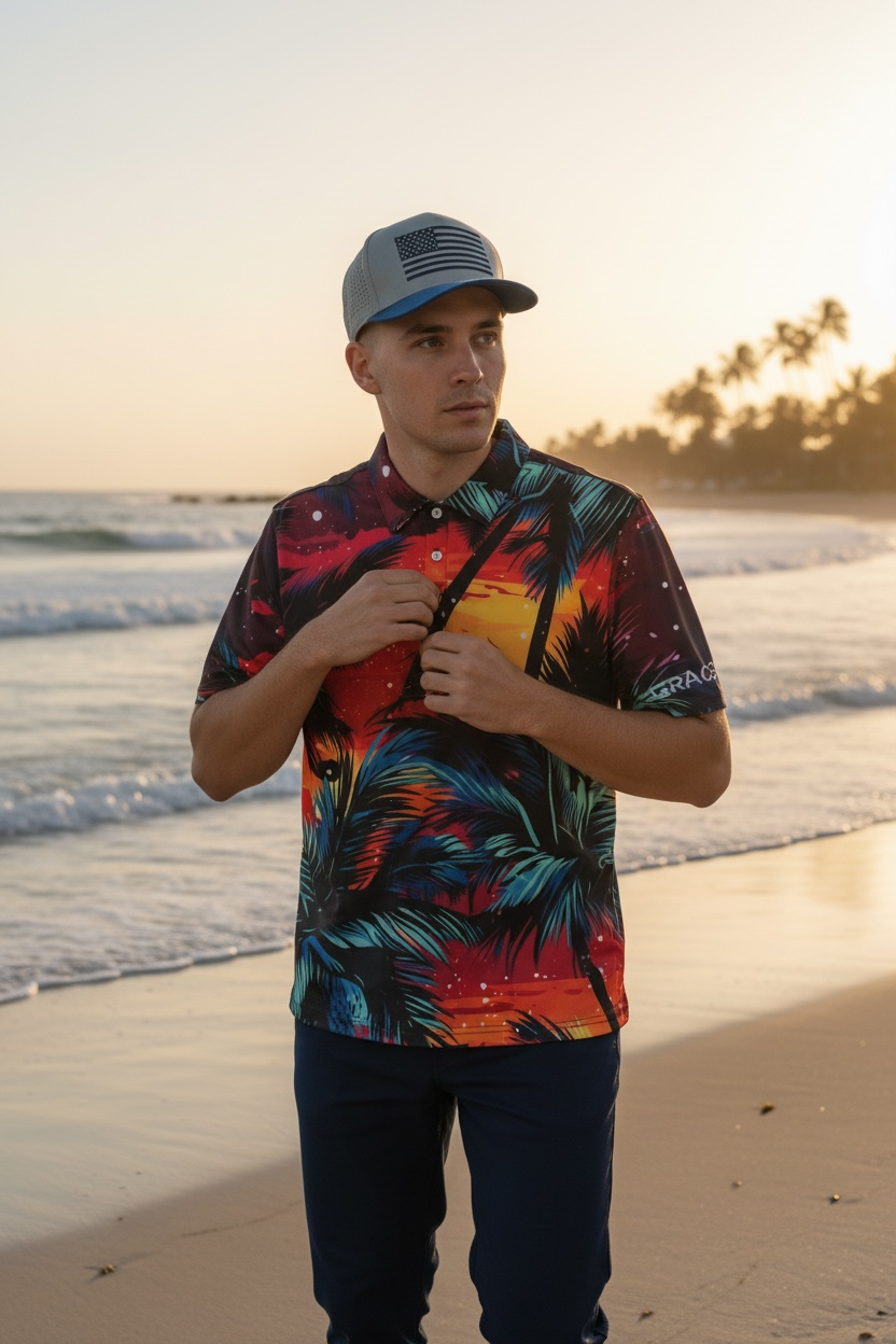 Palm Paradise - American flag hat
